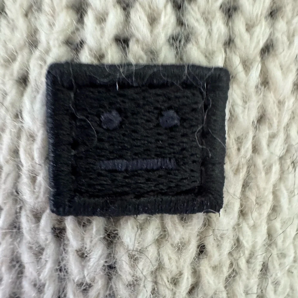 Acne Studios Face Checkerboard Wool Sweater Black Oatmeal Beige XS - Picture 7 of 9